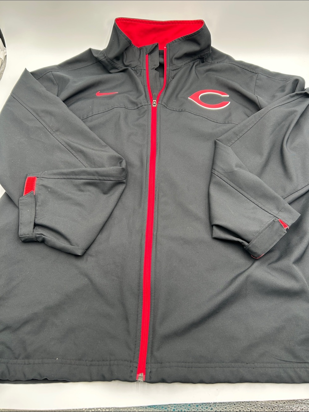 Nike Black & Red Full-Zip Performance Jacket with Team 'C' Logo Cincinnati